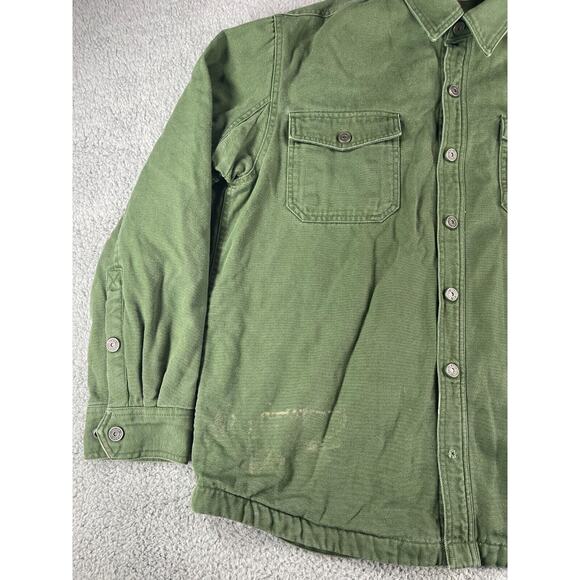 Duluth Trading Jacket Mens Large Green Canvas Fleeve Lined Warm Workwear Heavy - Picture 3 of 14